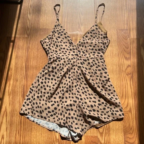Cheetah Print Wrap-Front Romper - Picture 8 of 15